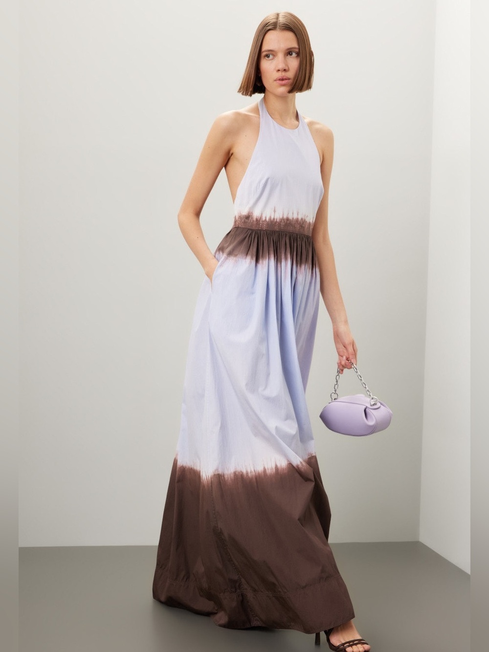 A.L.C. Lilac and Brown Dip-Dye Halter Maxi Dress - Picture 1 of 7
